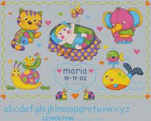 Схема вышивки крестом "Natalicio - Baby Animals Sampler"