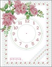 Схема вышивки крестом "Pink Rose Clock"