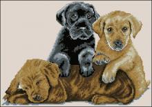 Схема вышивки крестом "Puppy Pile-Up"