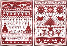 Схема вышивки крестом "Redwork Christmas Samplers"