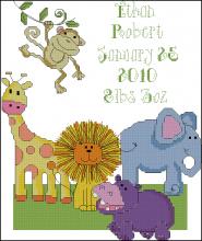 Схема вышивки крестом "Safari Baby Sampler"