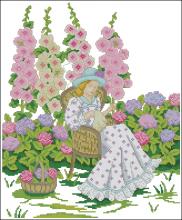Схема вышивки крестом "Sewing Lady"