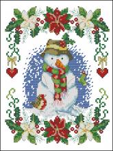 Схема вышивки крестом "Snowman&robin"