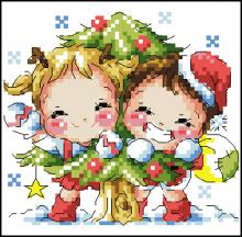Схема вышивки крестом "Happiness Delivery Couple"