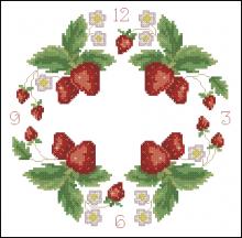 Схема вышивки крестом "Clock With Strawberries"