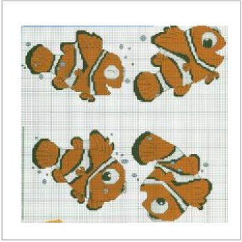 Схема вышивки крестом "Рыбка Немо в разных вариантах"