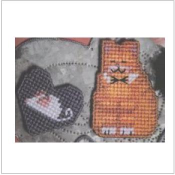 Схема вышивки крестом "Кошка и мышка на пластиковой канве"