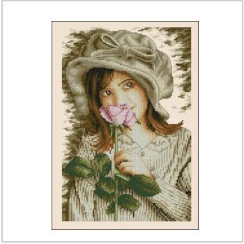 Схема вышивки крестом "Girl with a rose"