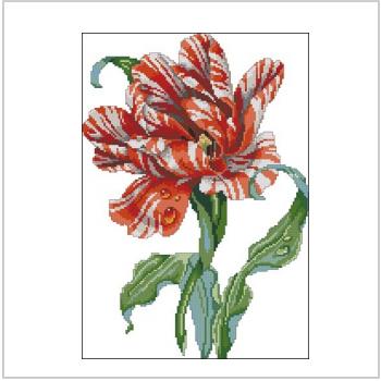 Схема вышивки крестом "Striped Parrot Tulip"