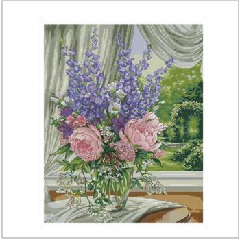 Схема вышивки крестом "Peonies  Delphiniums"