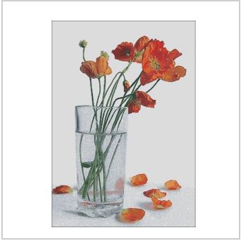 Схема вышивки крестом "Poppies in a glass"