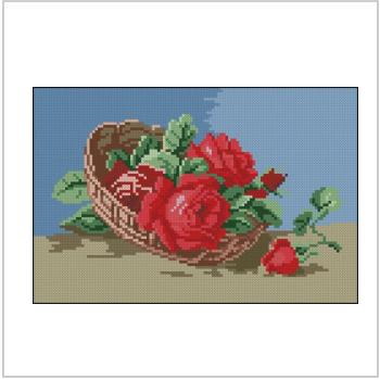 Схема вышивки крестом "Корзинка с красными розами"