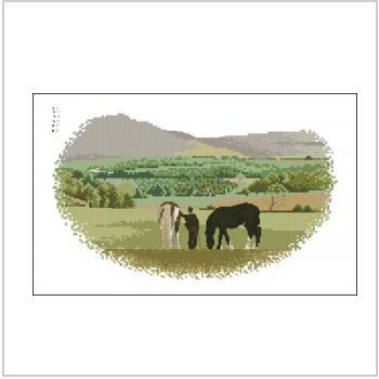 Схема вышивки крестом "Boy with Horses"