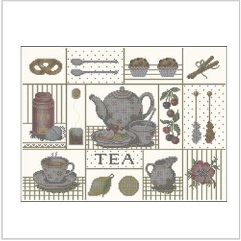 Схема вышивки крестом "Tea Collage"