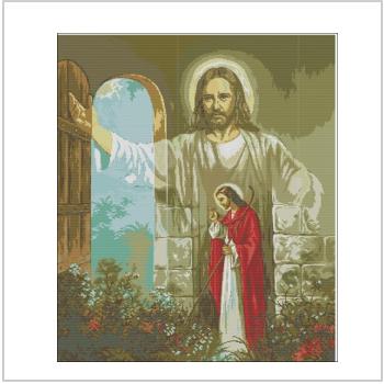 Схема вышивки крестом "Икона Иисус стучится в дверь"