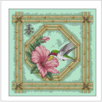 Схема вышивки крестом "Hummingbird and Bamboo"