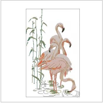 Схема вышивки крестом "Flamingos"