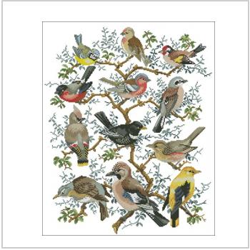 Схема вышивки крестом "Tree with birds"