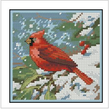Схема вышивки крестом "Cardinal in Snow"