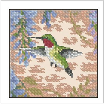 Схема вышивки крестом "Hummingbird And Wisteria"
