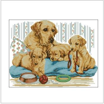 Схема вышивки крестом "Golden Labrador Family"