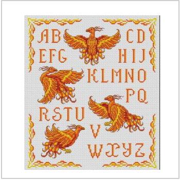 Схема вышивки крестом "Сэмплер с фениксами"