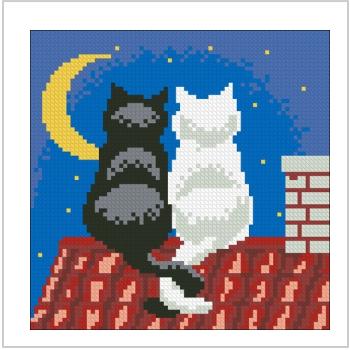 Схема вышивки крестом "Night Time Cats Cushion Front"