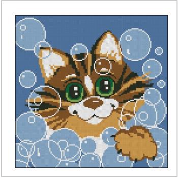 Схема вышивки крестом "Кот И Мыльные Пузыри"