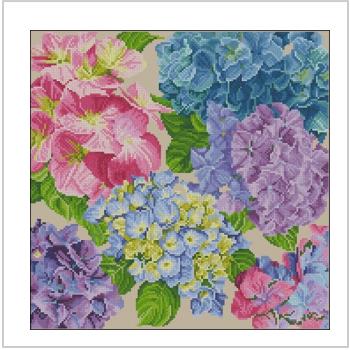 Схема вышивки крестом "Hydrangeas Pillow"