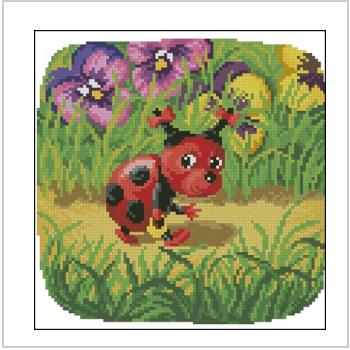 Схема вышивки крестом "Pillow Whith  Ladybird For Children"