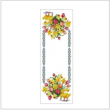 Схема вышивки крестом "Мотив для пасхального рушника с цветами и утками"
