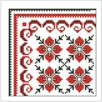 Схема вышивки крестом "Уголок для скатерти Красный с черным"
