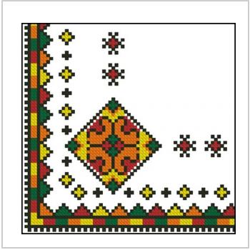 Схема вышивки крестом "Уголок для салфетки с народным узором"