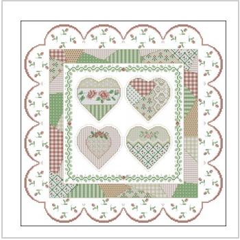 Схема вышивки крестом "Patchwork heart quilt sampler"