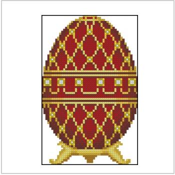 Схема вышивки крестом "Red Faberge Egg with Perls"