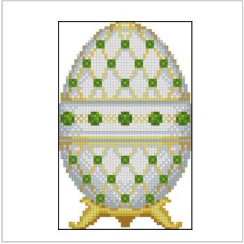 Схема вышивки крестом "White Faberge Egg with Emeralds"