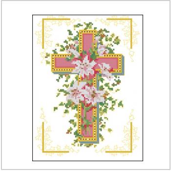 Схема вышивки крестом "Пасхальный рушник “Розовый крест”"