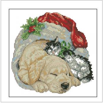 Схема вышивки крестом "Christmas Morning Pets"