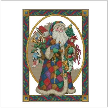 Схема вышивки крестом "Patchwork santa"