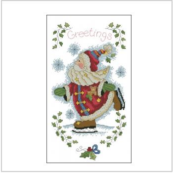 Схема вышивки крестом "Merry greetings Santa skating"