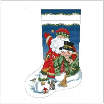 Схема вышивки крестом "Santa and Snowman stocking"