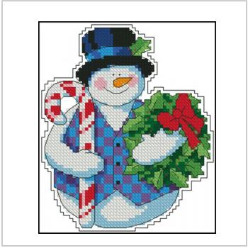 Схема вышивки крестом "Holiday snowman with gifts"