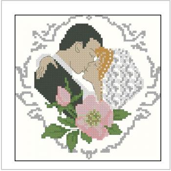 Схема вышивки крестом "Свадебная метрика Поцелуй"