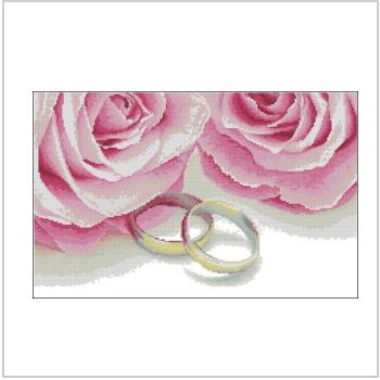 Схема вышивки крестом "Свадебная метрика Кольца и розы"