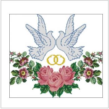 Схема вышивки крестом "Свадебный рушник Голубки"
