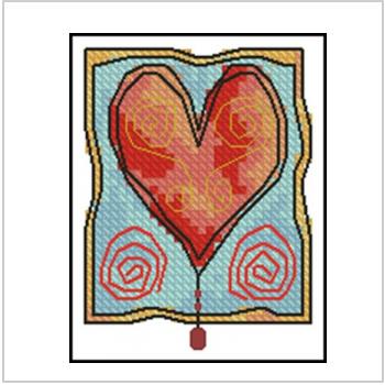 Схема вышивки крестом "Heart with beads free design"