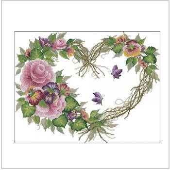 Схема вышивки крестом "Grapevine Wreath with Floral"