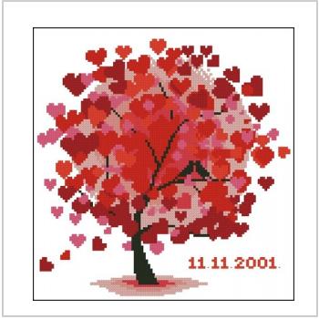 Схема вышивки крестом "Красное дерево любви"