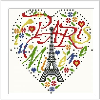 Схема вышивки крестом "Сердце Париж"