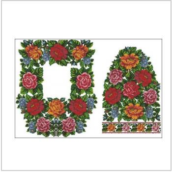 Схема вышивки крестом "Узор для женской вышиванки с цветами"